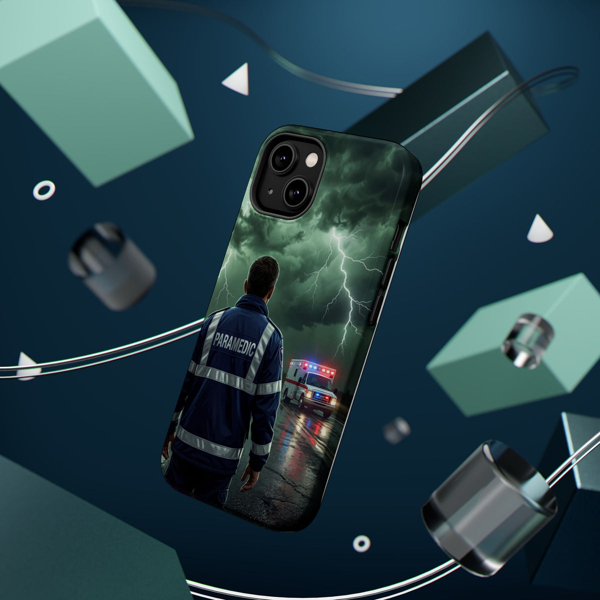 Paramedic Green Storm Phone Case — Magnetic Wireless Charging Cover