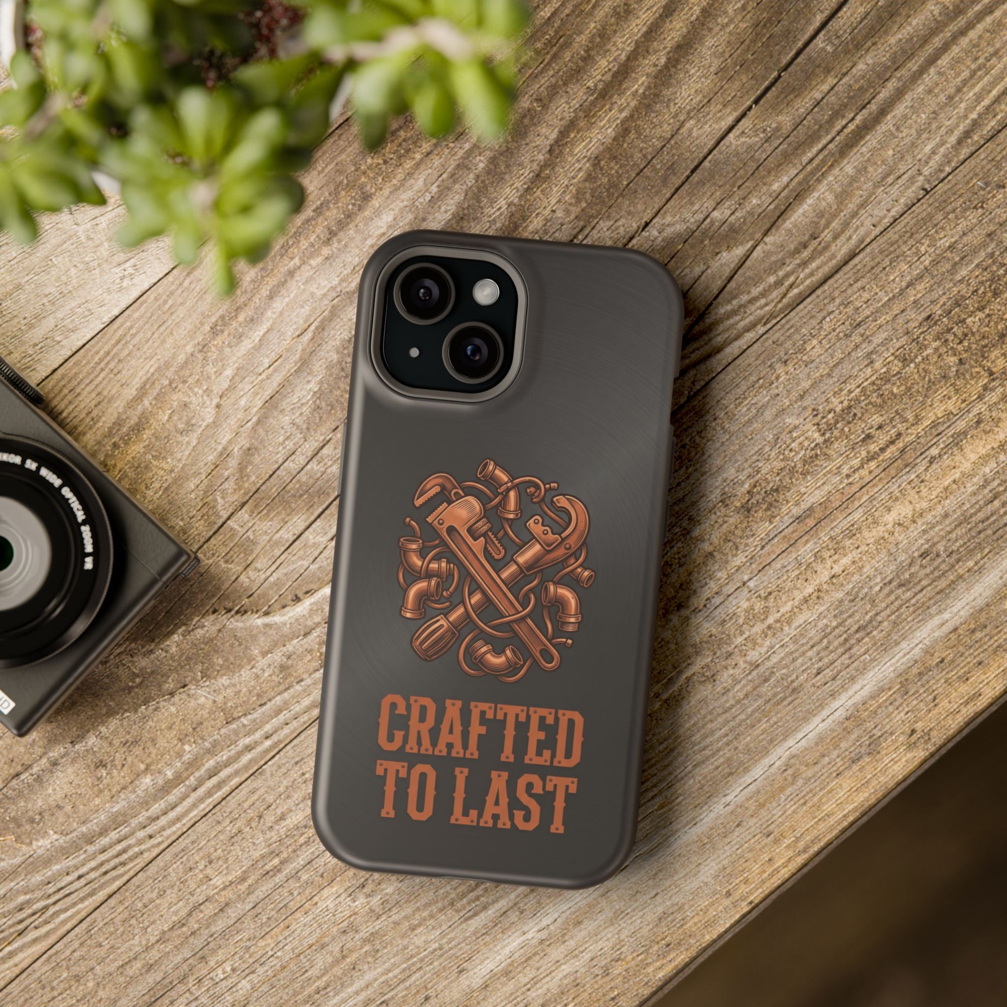 Crafted to Last Phone Case — Crossed Wrenches Wireless Charging Cover