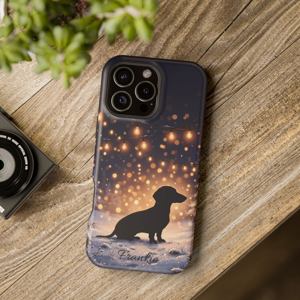 Personalized Dachshund Golden Sparks Phone Case — Wireless Charging Cover