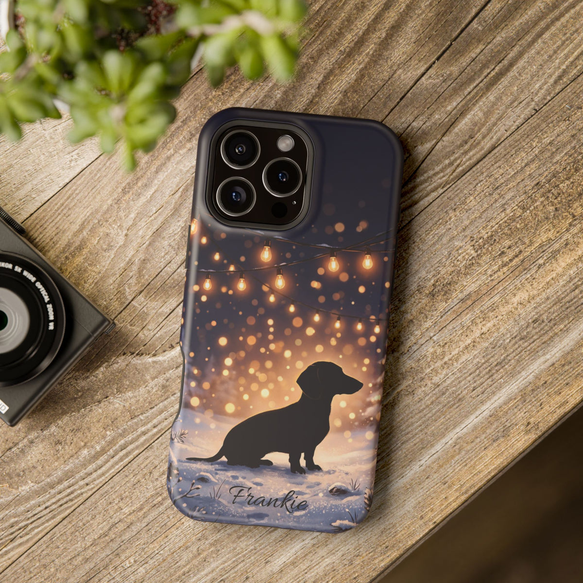 Personalized Dachshund Golden Sparks Phone Case — Wireless Charging Cover