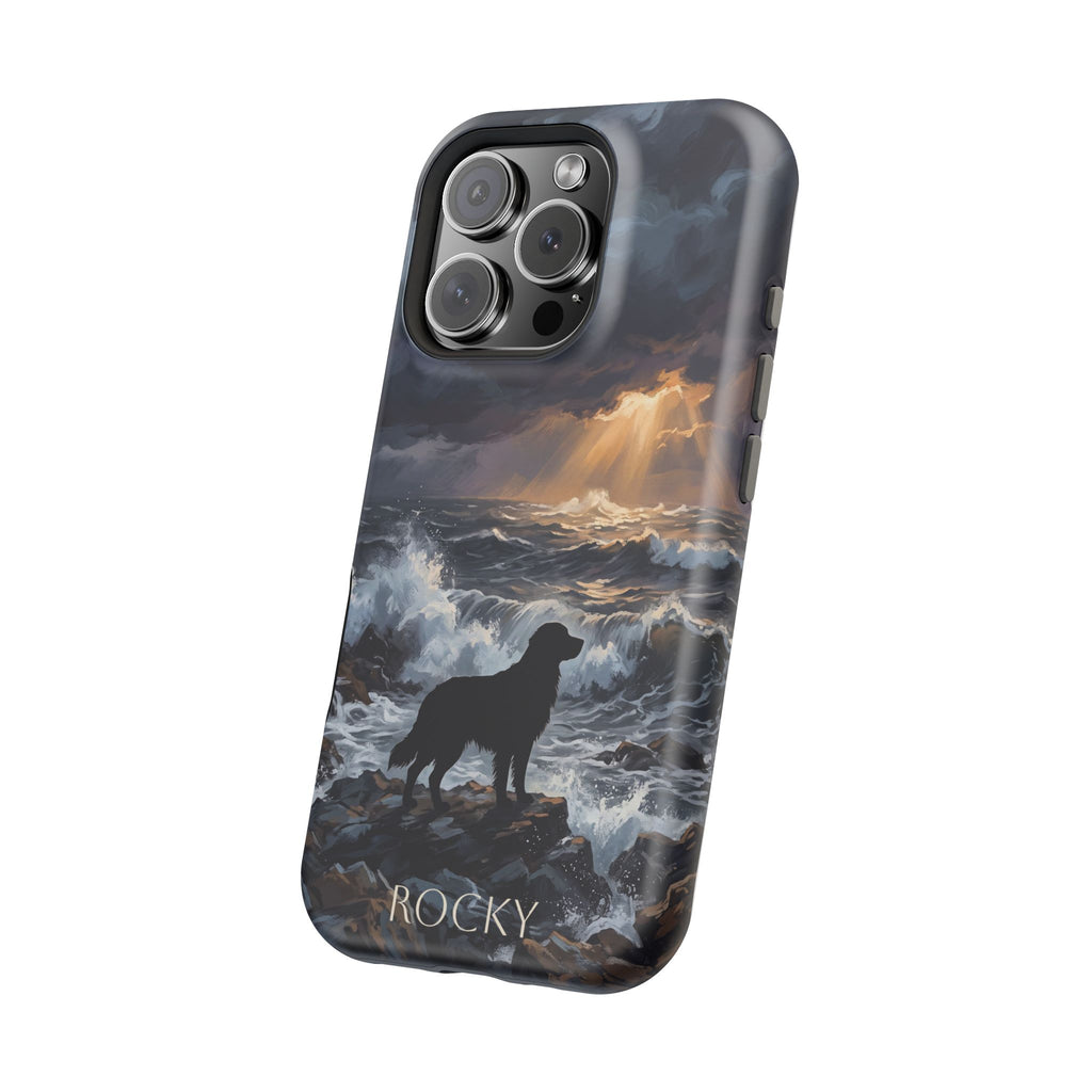 Personalized Golden Retriever Stormy Sea Phone Case — Wireless Charging Cover