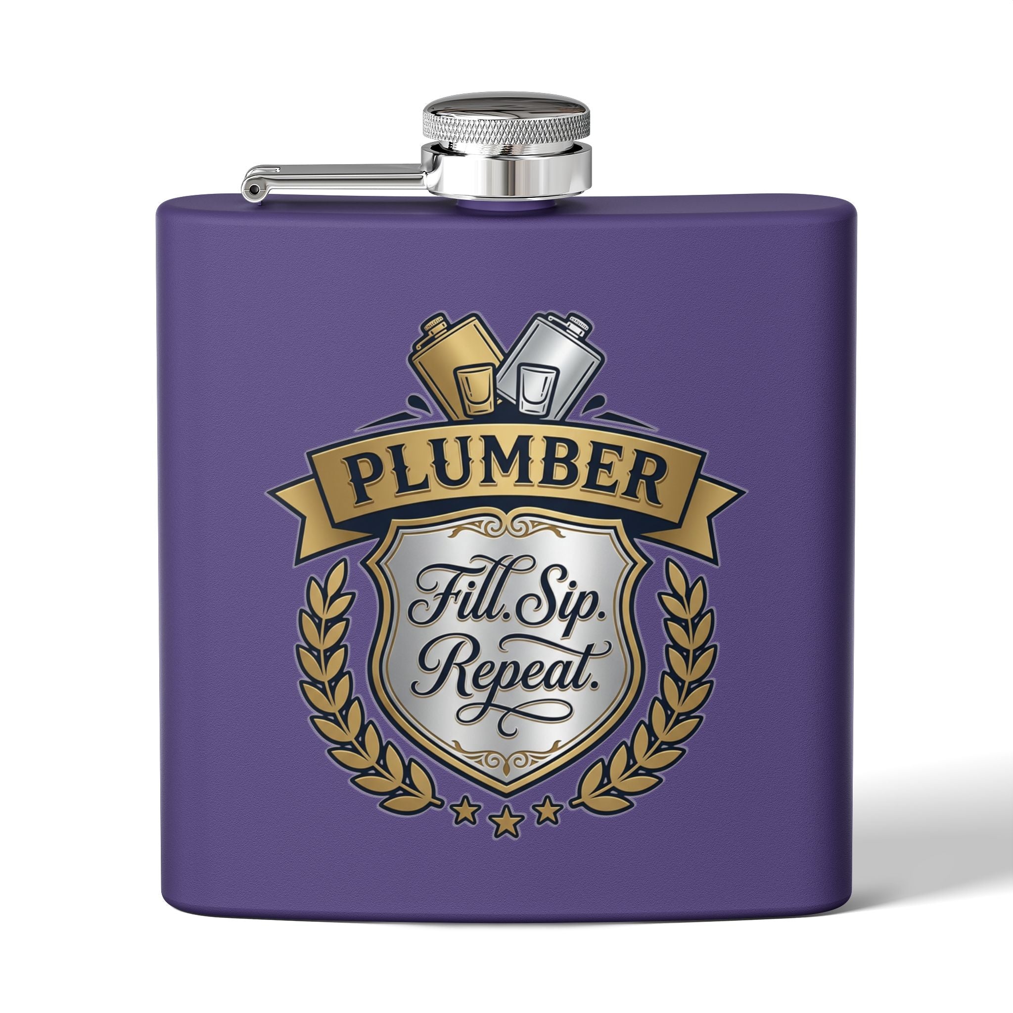 Flask — "Fill. Sip. Repeat." 6oz Stainless Steel Hip Flask