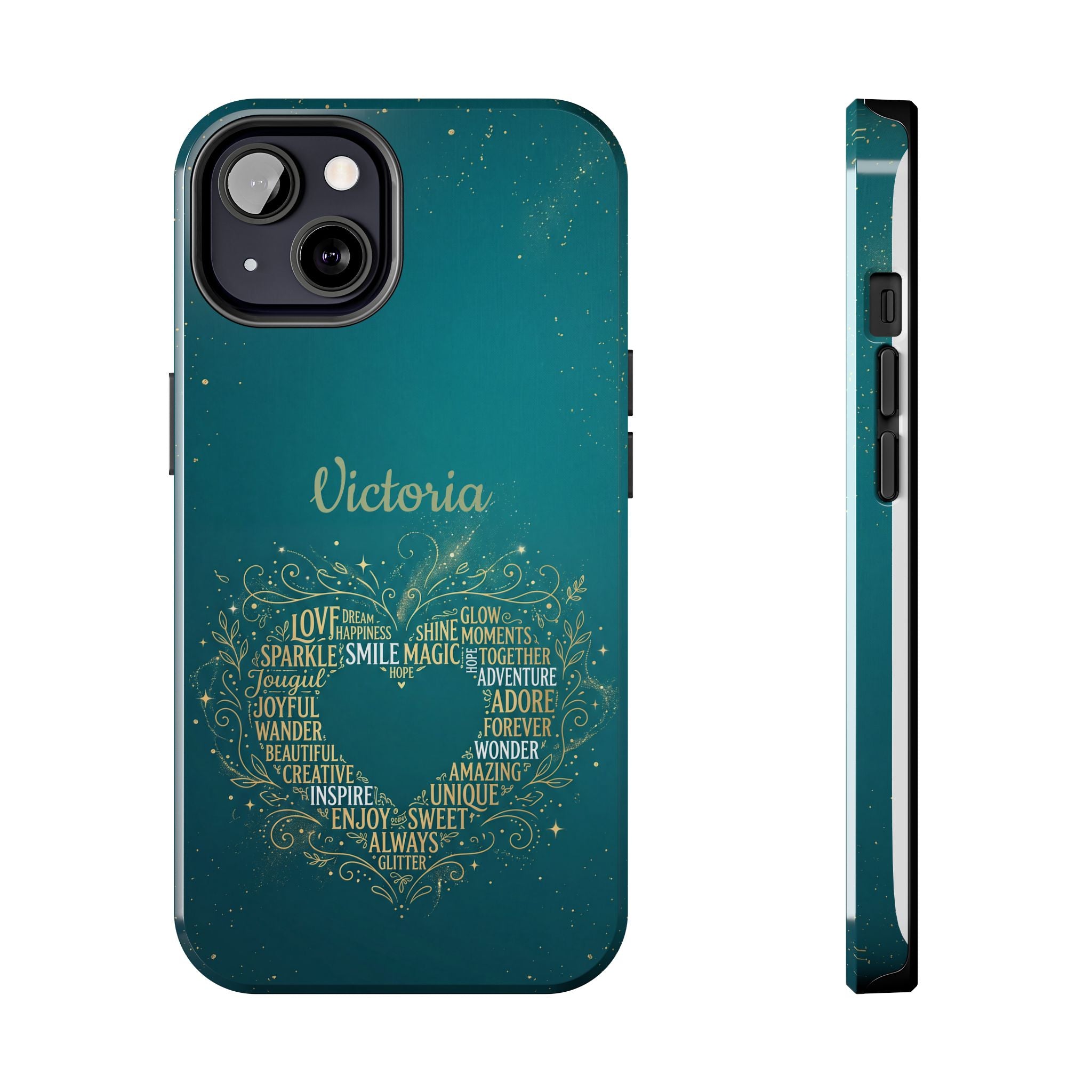 Personalized Teacher Phone Case — Custom Name Heart Word Art Design