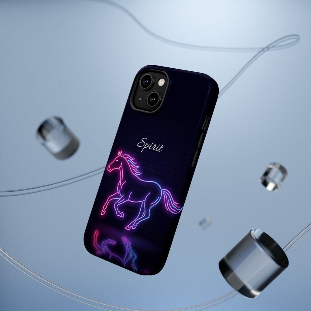 Personalized Neon Glow Horse Phone Case — Tough Magnetic Case with Wireless Charging