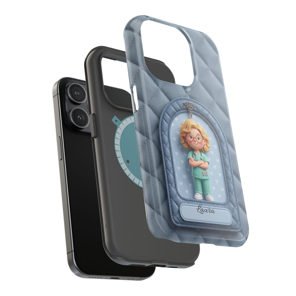 Personalized Quilted Nurse Phone Case — Wireless Charging Cover