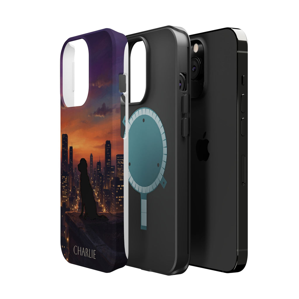 Personalized Golden Retriever City Skyline Phone Case — Wireless Charging Cover