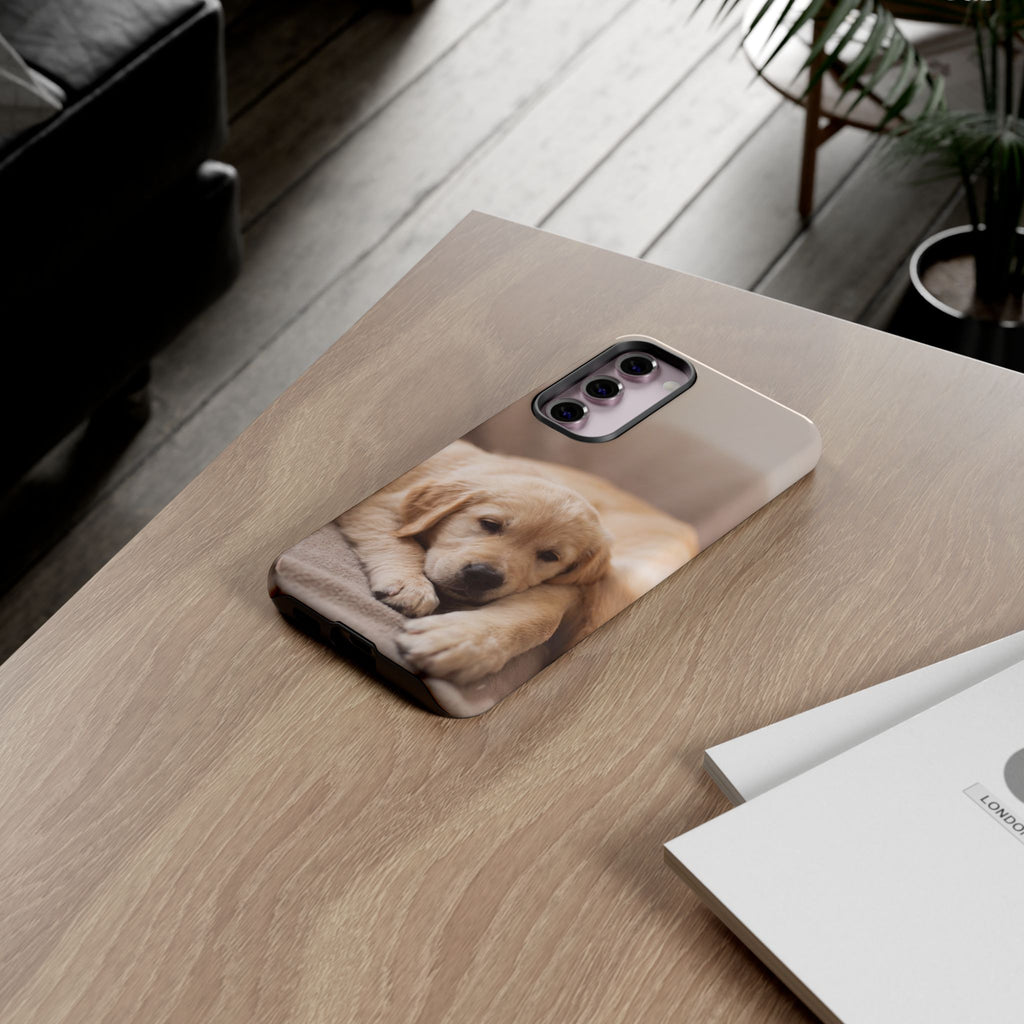 Sleepy Golden Retriever Puppy Phone Case | Cozy Cuddly Puppy Portrait | Samsung & iPhone