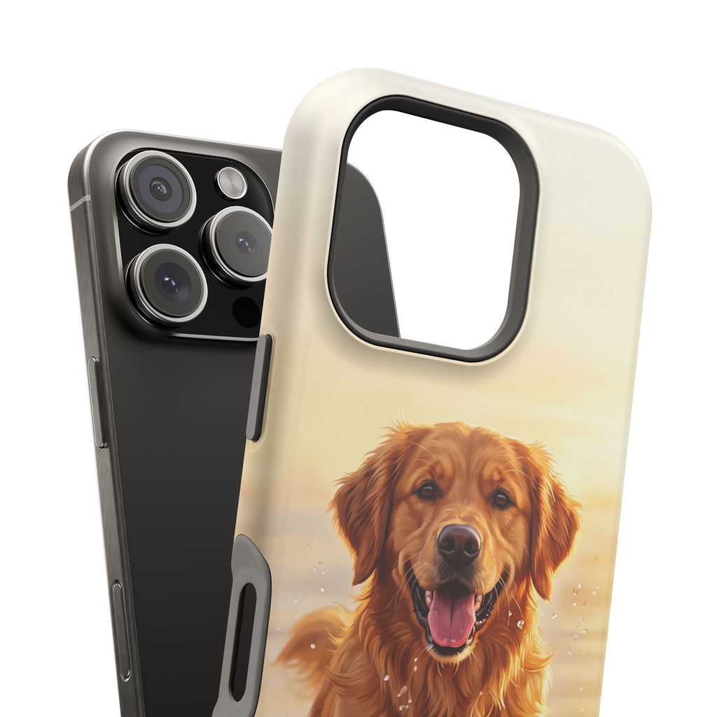 Beach Golden Retriever Phone Case — Impact-Resistant Wireless Charging Cover