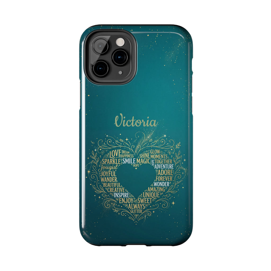 Personalized Teacher Phone Case — Custom Name Heart Word Art Design