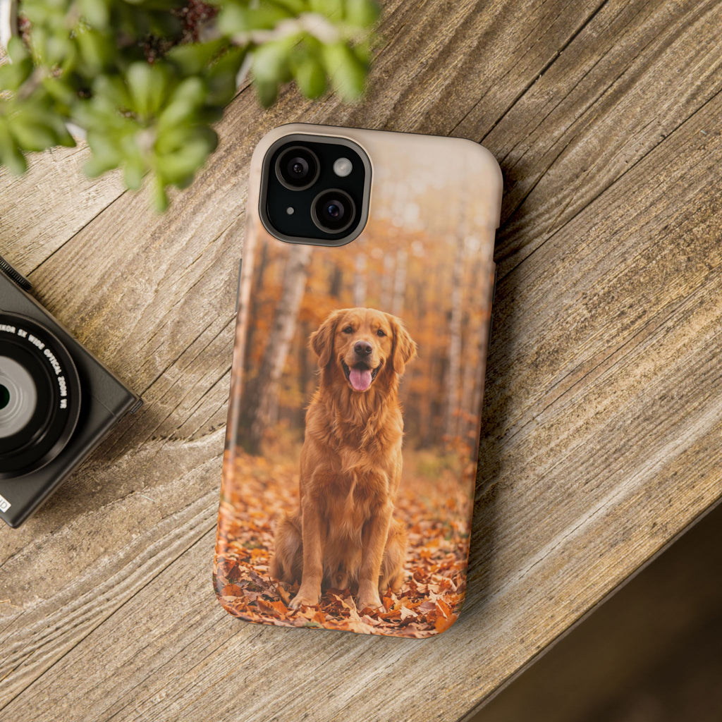 Autumn Golden Retriever Phone Case — Impact-Resistant Wireless Charging Cover