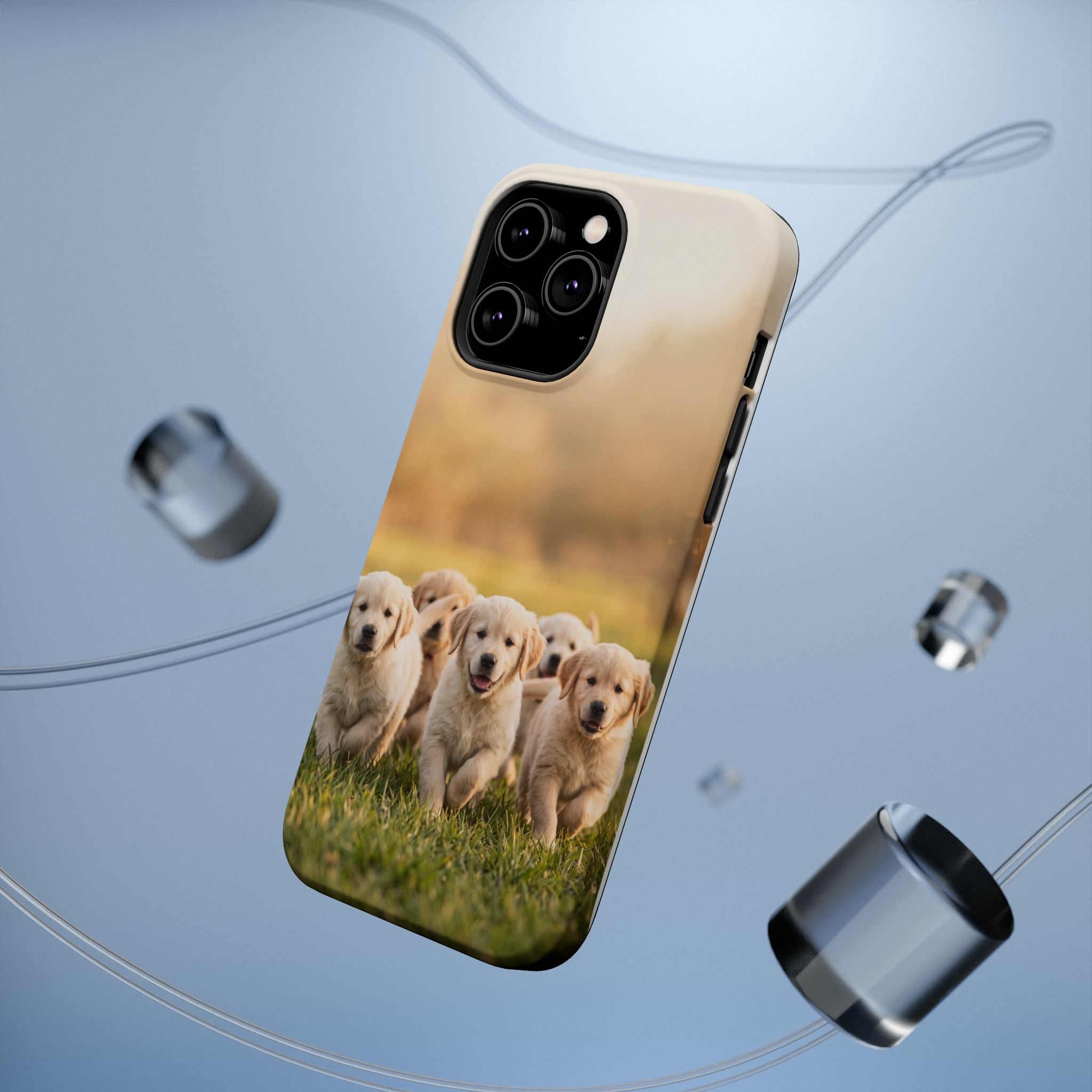 Golden Retriever Puppies Phone Case — Impact-Resistant Wireless Charging Cover