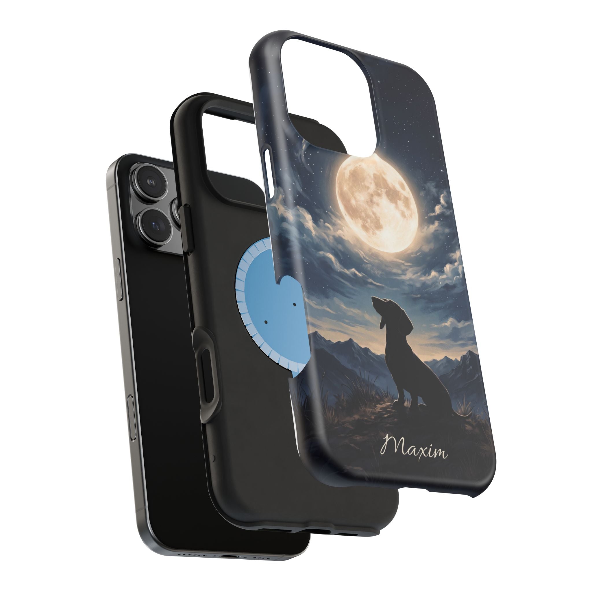 Personalized Dachshund Moonlight Phone Case — Wireless Charging Cover