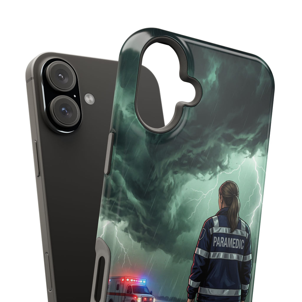 Female Paramedic Green Storm Phone Case — Magnetic Wireless Charging Cover