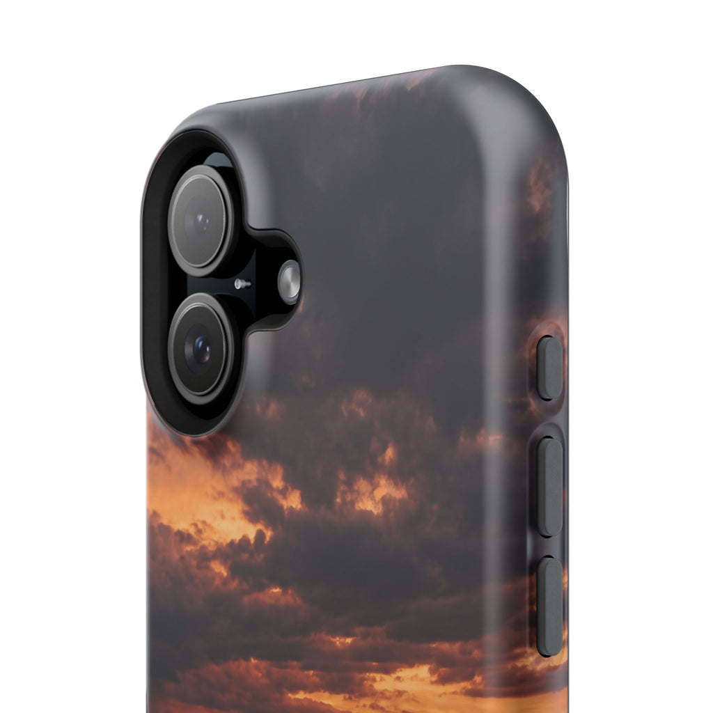 Sunset Paw Print Phone Case — Impact-Resistant Wireless Charging Cover