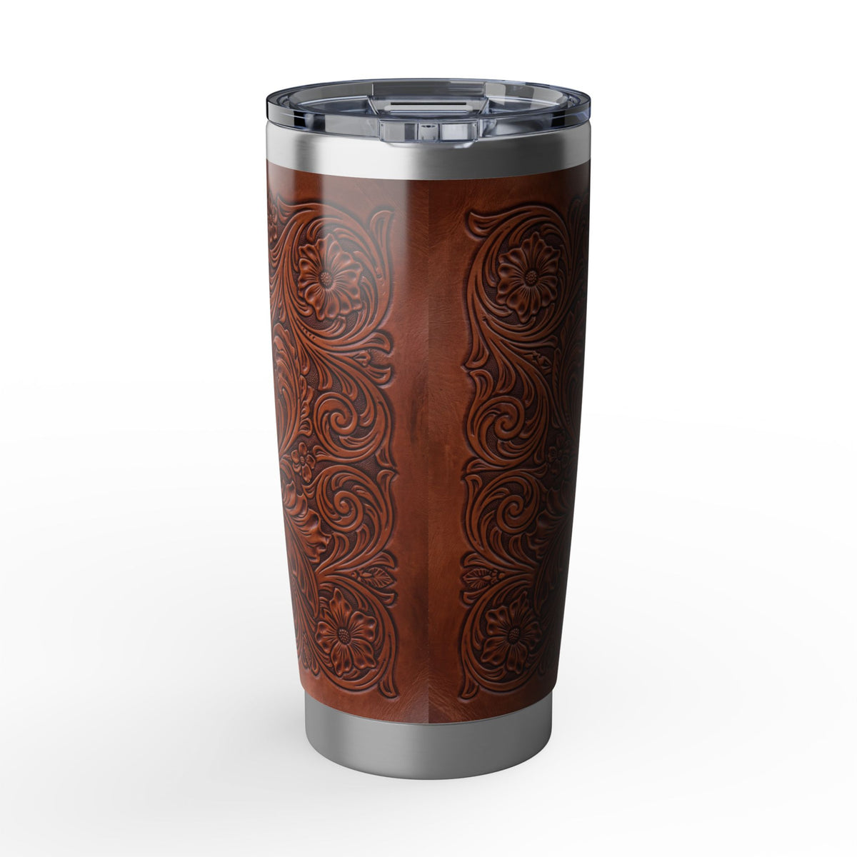 German Shepherd Personalized Tumbler | Tooled Leather Art — 20 oz Stainless Travel Mug