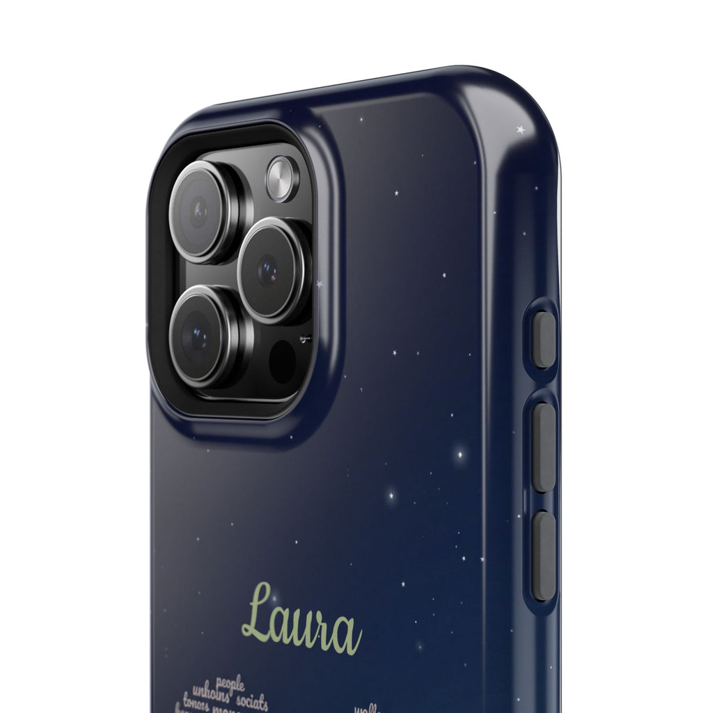 Personalized Teacher Heart Word Art Phone Case — Navy Wireless Charging Cover