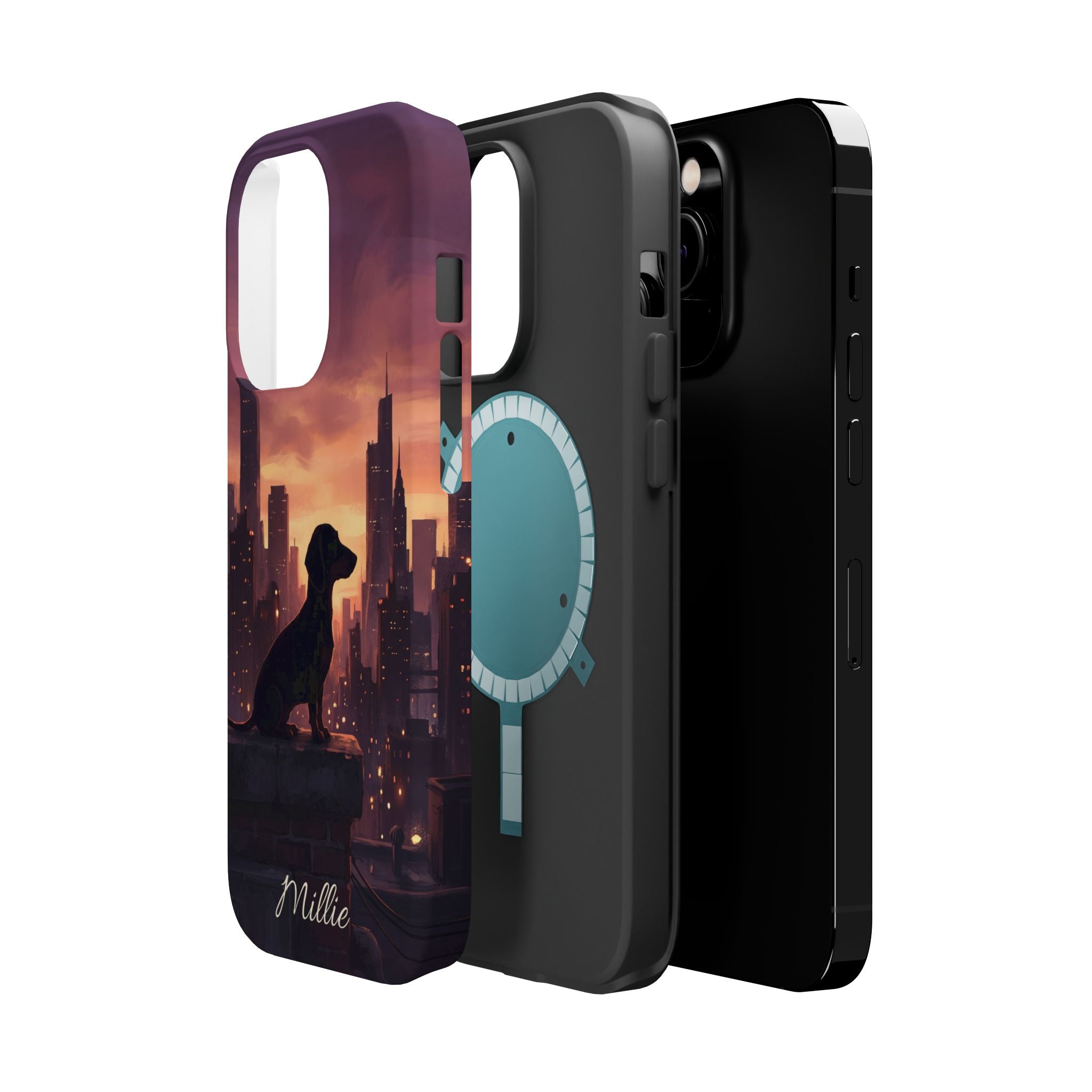 Personalized Dachshund City Skyline Phone Case — Wireless Charging Cover