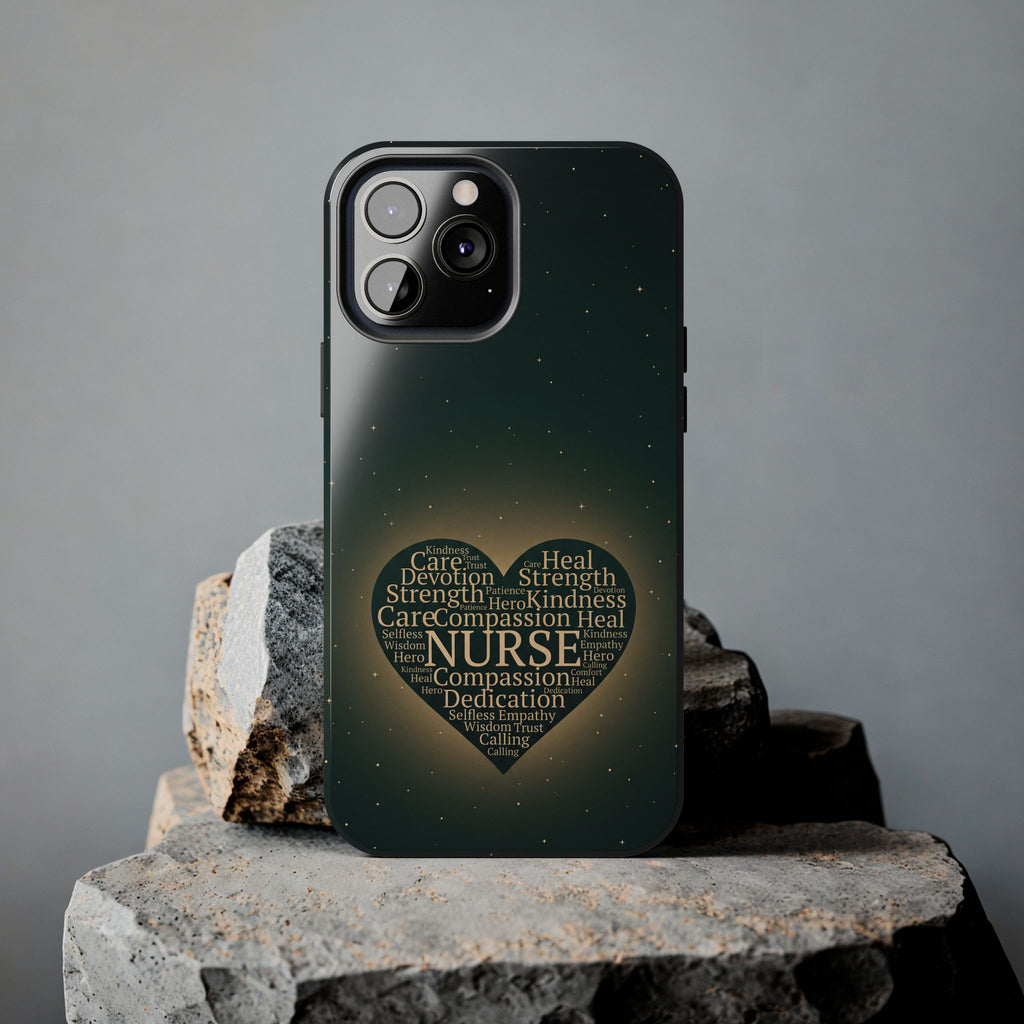 Nurse Heart Tough Phone Case — Inspirational Word Cloud Tribute - iphone and Samsung Galaxy series
