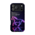 Personalized Neon Glow Horse Phone Case — Tough Magnetic Case with Wireless Charging