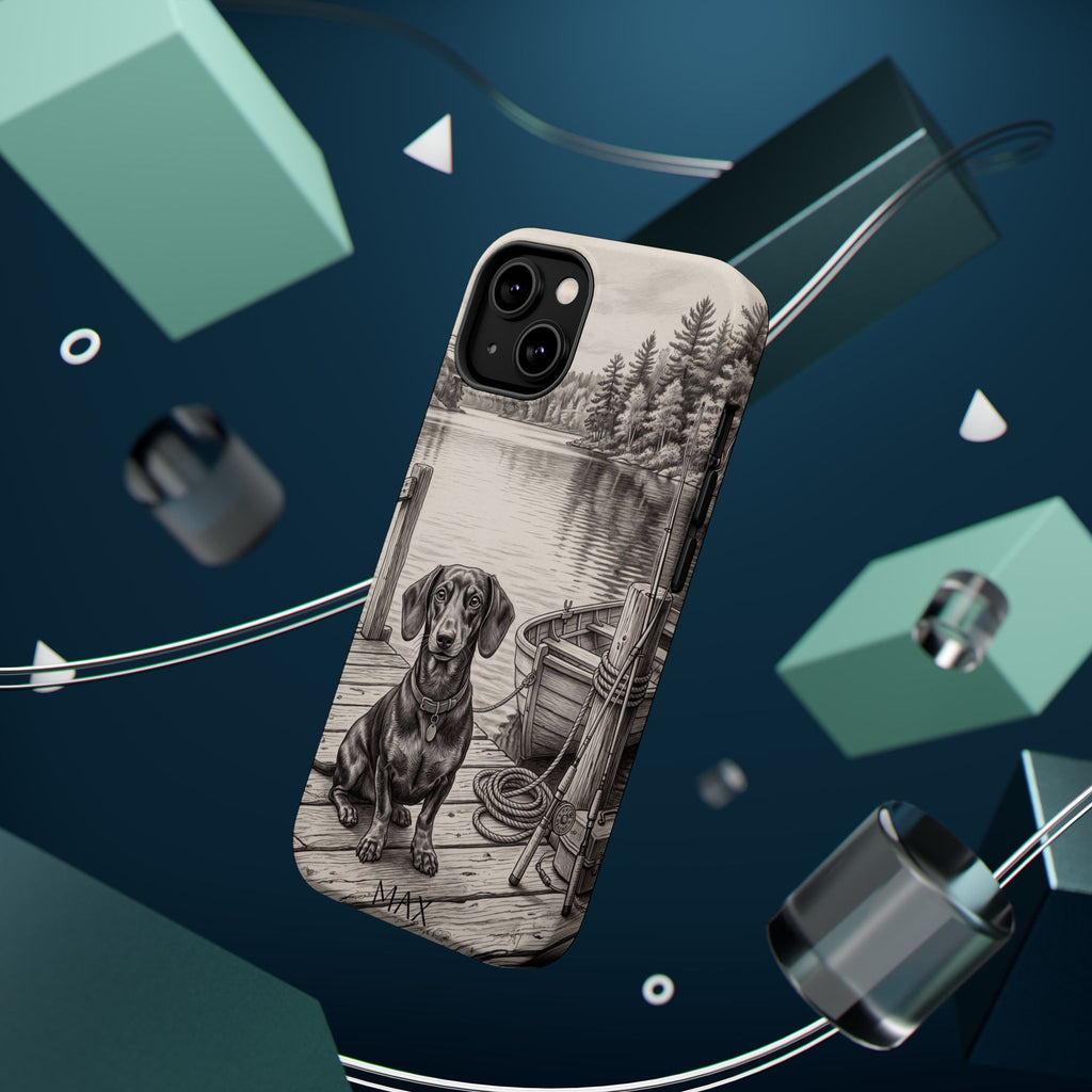 Personalized Dachshund Sunset Beach Phone Case — Wireless Charging Cover