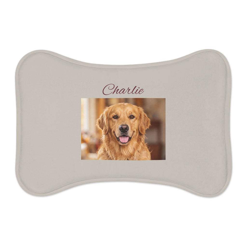 Personalized Golden Retriever Pet Feeding Mat | Custom Name & Photo Dog Placemat