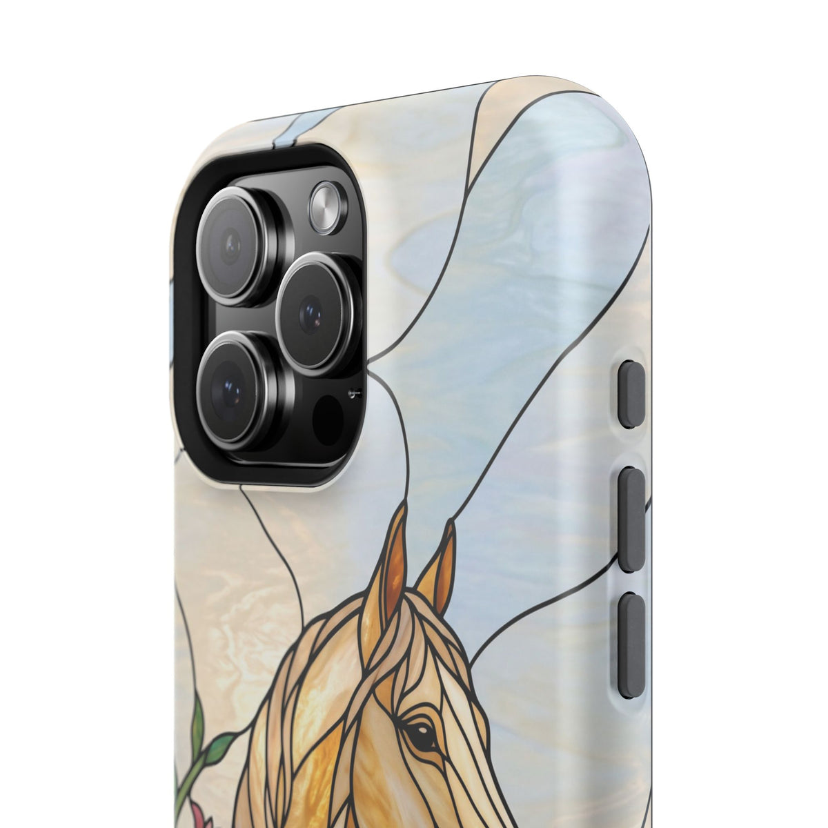 Floral Stained Glass Horse Phone Case — Tough Magnetic Case with Wireless Charging
