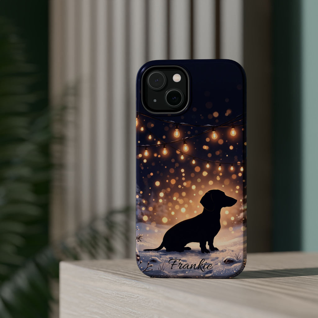 Personalized Dachshund Golden Sparks Phone Case — Wireless Charging Cover