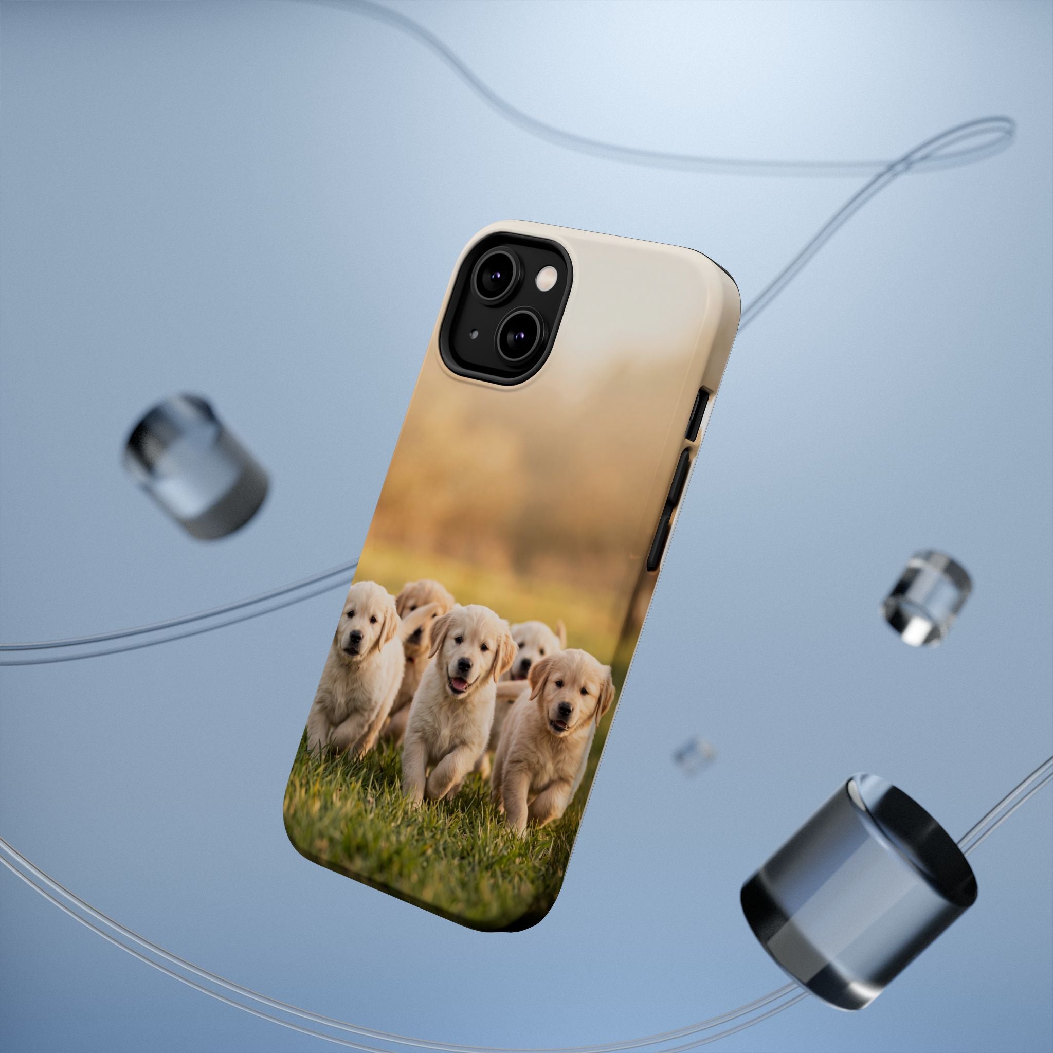 Golden Retriever Puppies Phone Case — Impact-Resistant Wireless Charging Cover