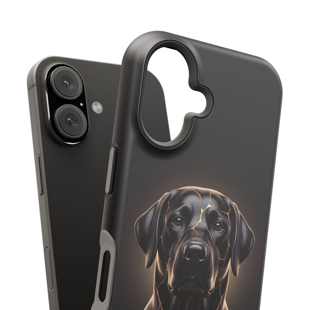 Personalized Obsidian Kintsugi Labrador Phone Case — Tough Magnetic Case with Wireless Charging