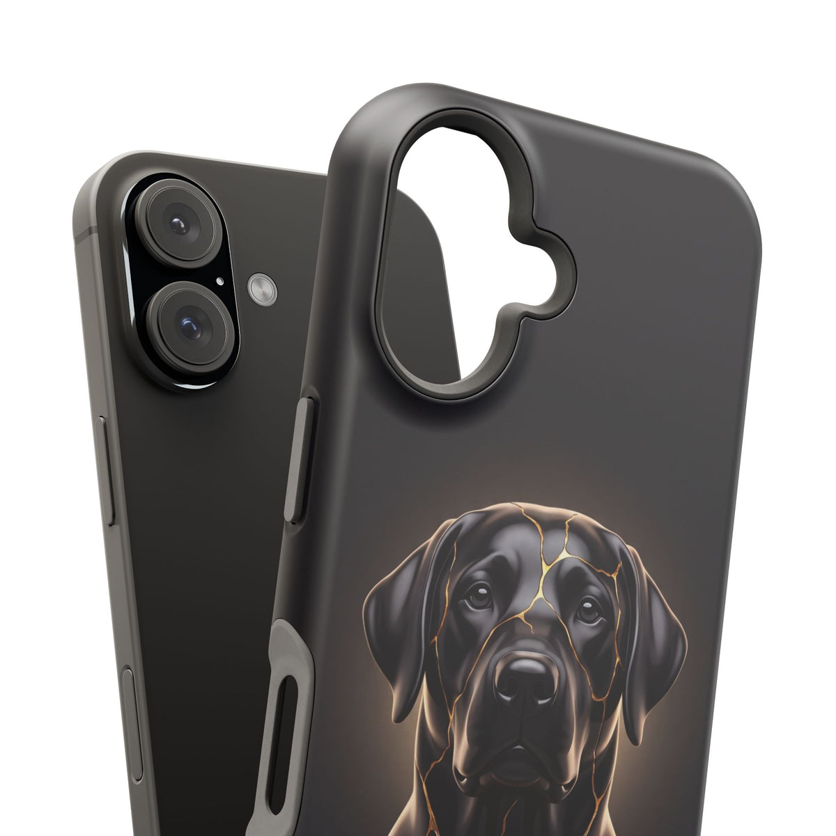Personalized Obsidian Kintsugi Labrador Phone Case — Tough Magnetic Case with Wireless Charging