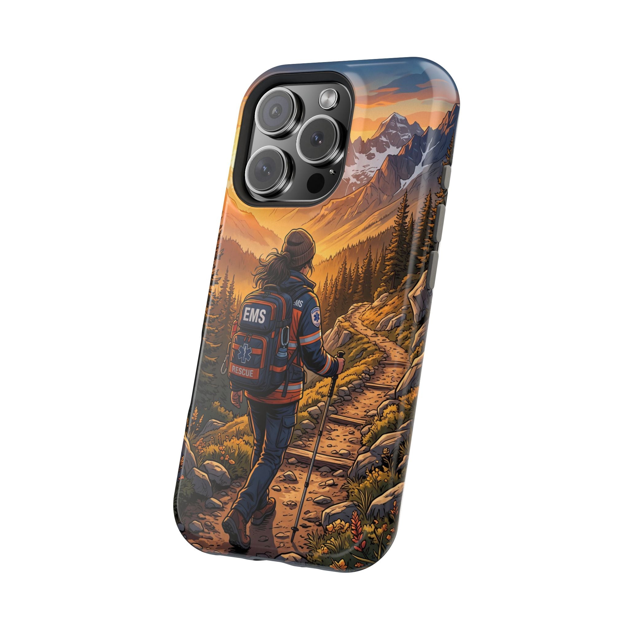 Paramedic/EMT Mountain Phone Case — Magnetic Wireless Charging Cover