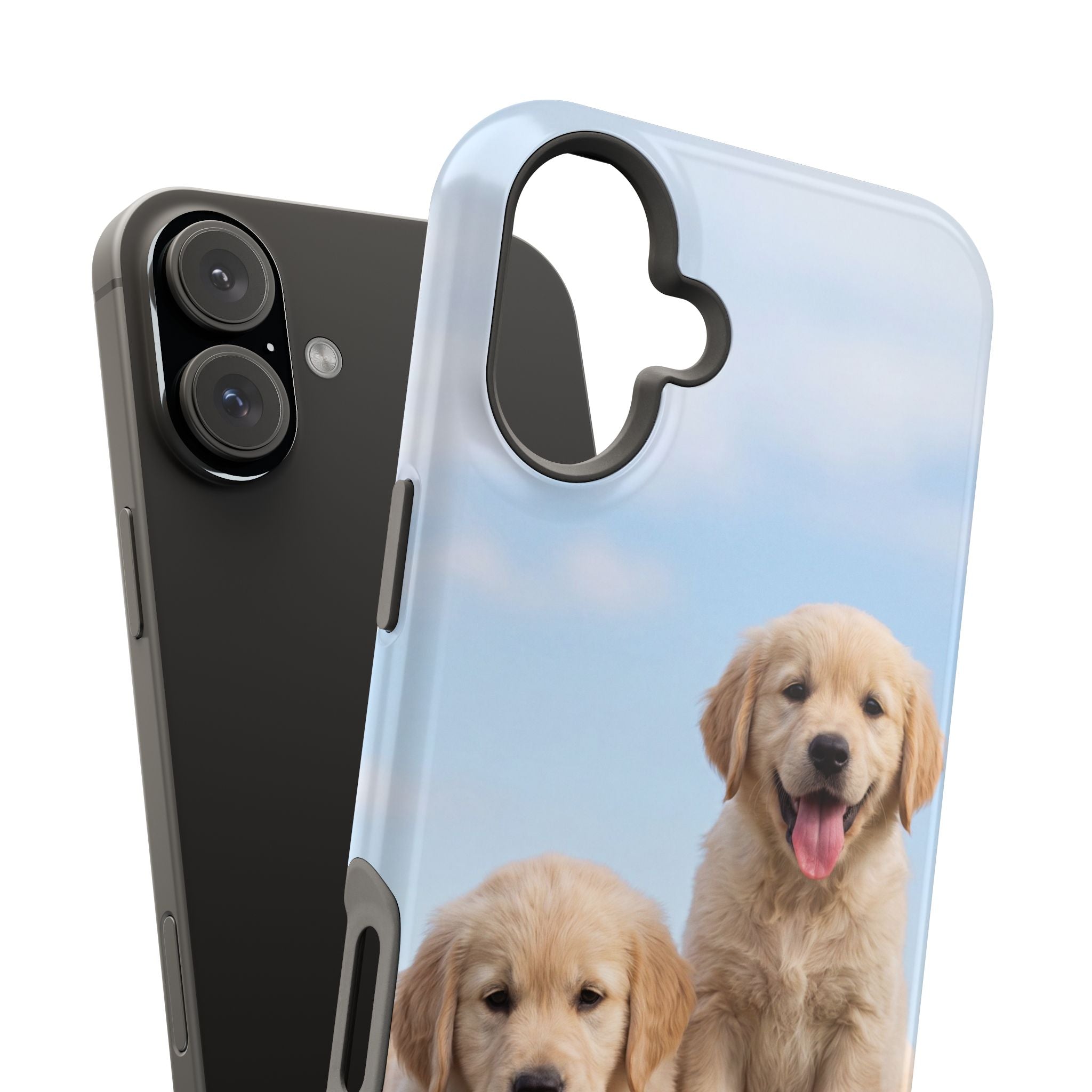 Golden Retriever Puppy Duo Phone Case — Impact-Resistant Wireless Charging Cover