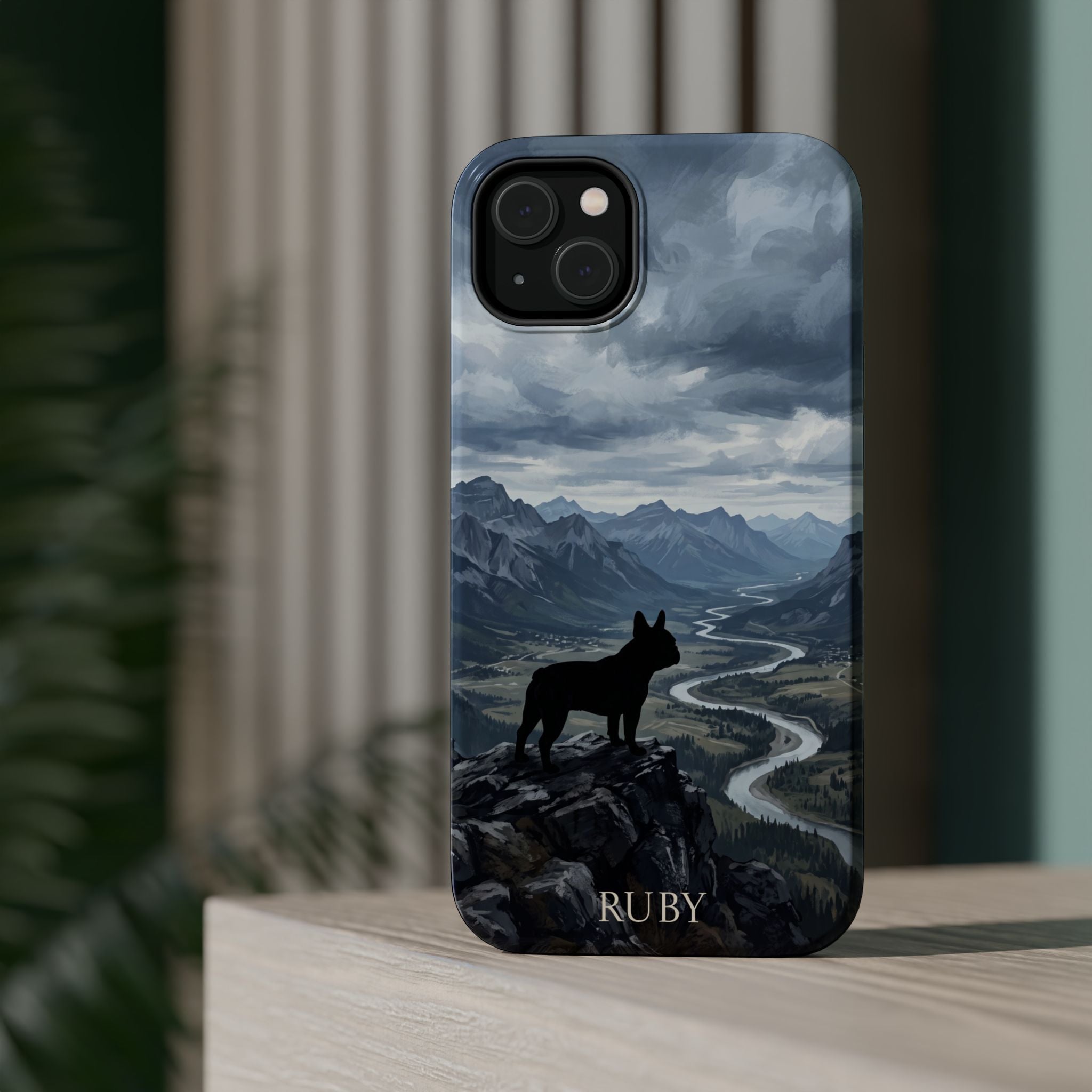 Personalized French Bulldog Mountain Valley Phone Case — Wireless Charging Cover