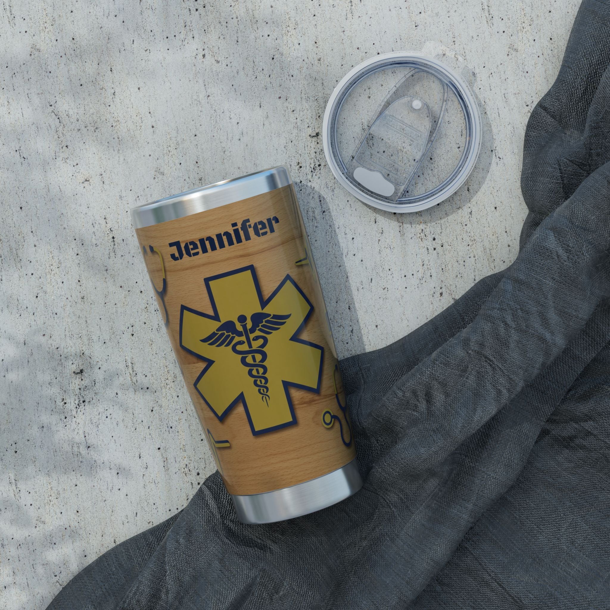 Personalized Paramedic/EMT Tumbler – 20 oz Wood Grain Design with Custom Name