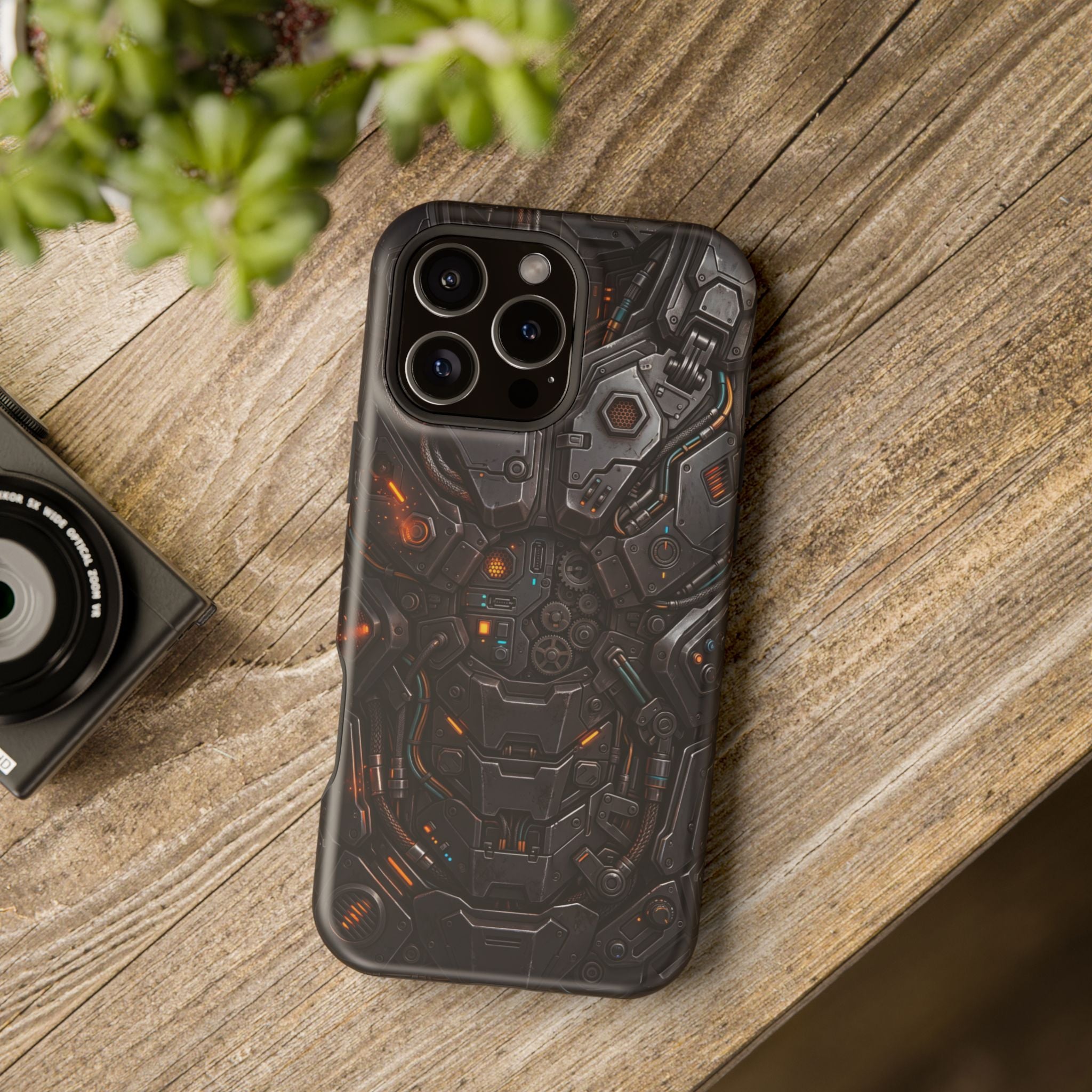 Mech Armor Phone Case — Industrial Circuit Wireless Charging Cover