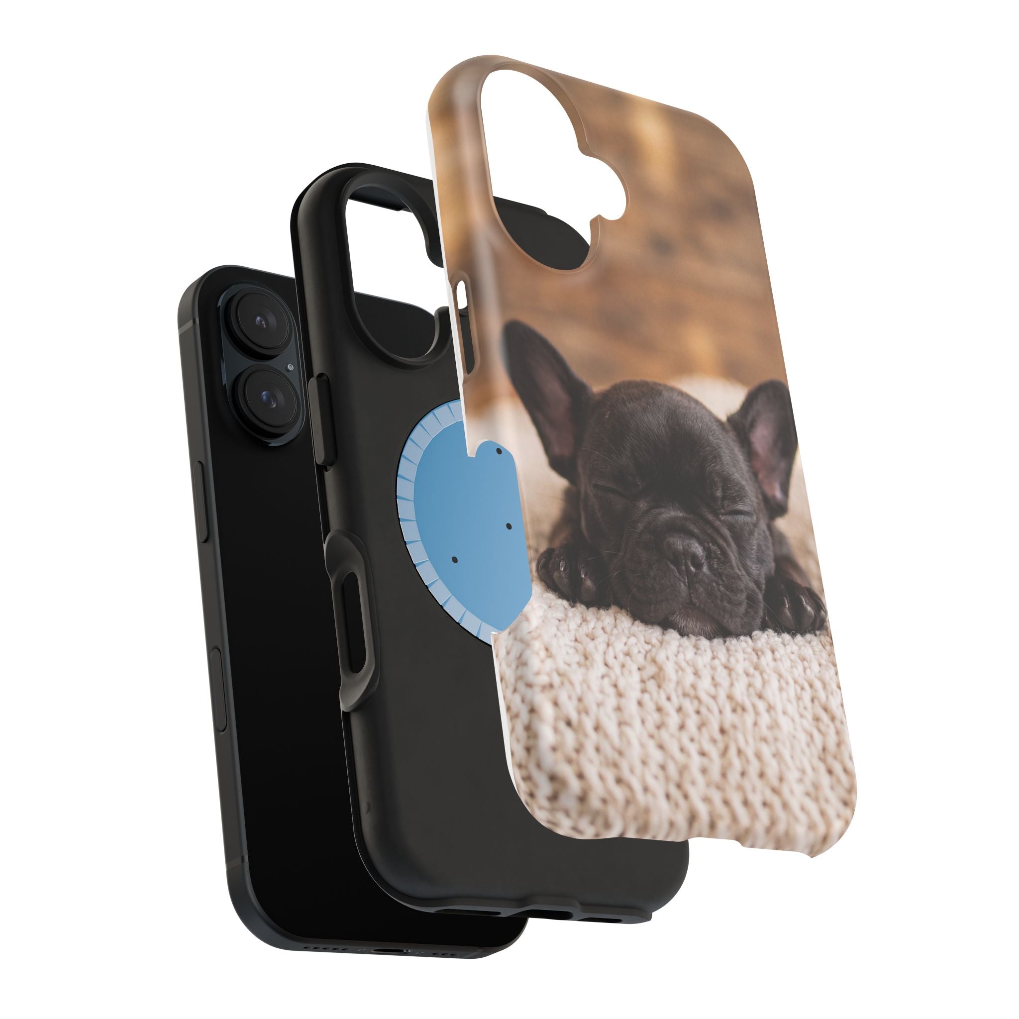 Sleepy French Bulldog Phone Case — Impact-Resistant Wireless Charging Cover