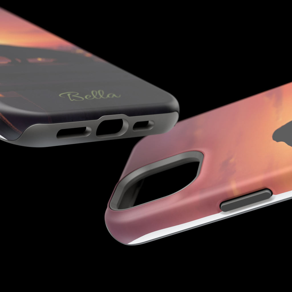 Personalized Dachshund Rooftop Sunset Phone Case — Wireless Charging Cover