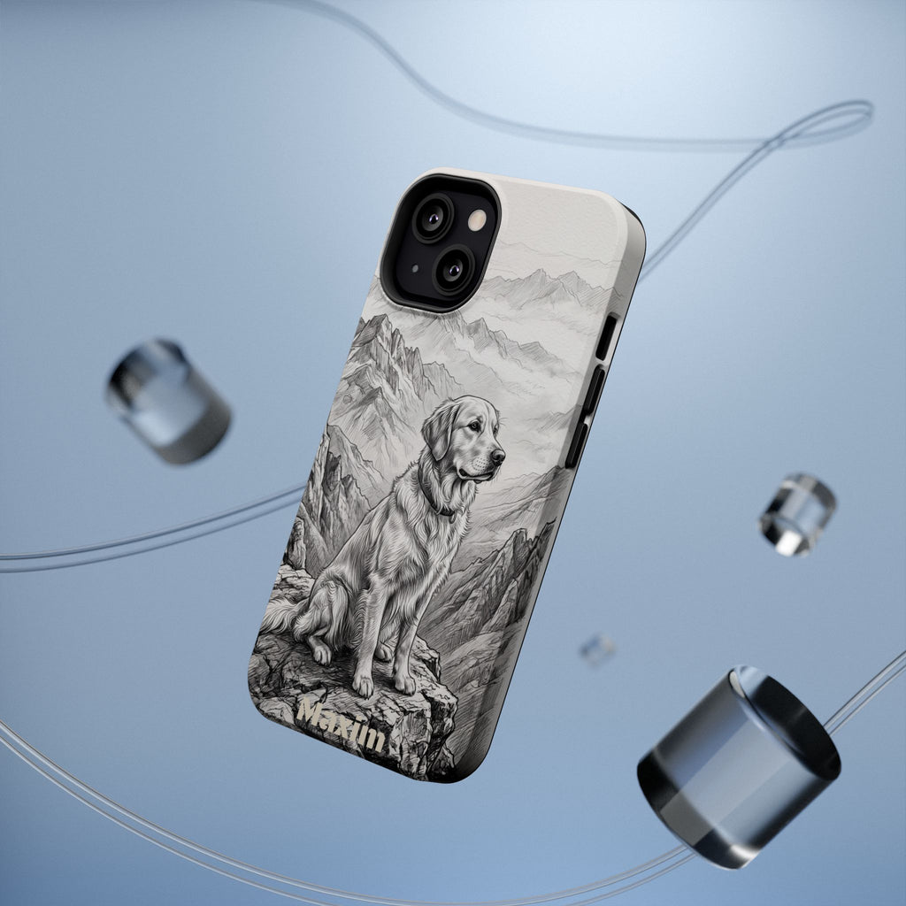 Personalized Golden Retriever Mountain Peak Phone Case — Wireless Charging Cover