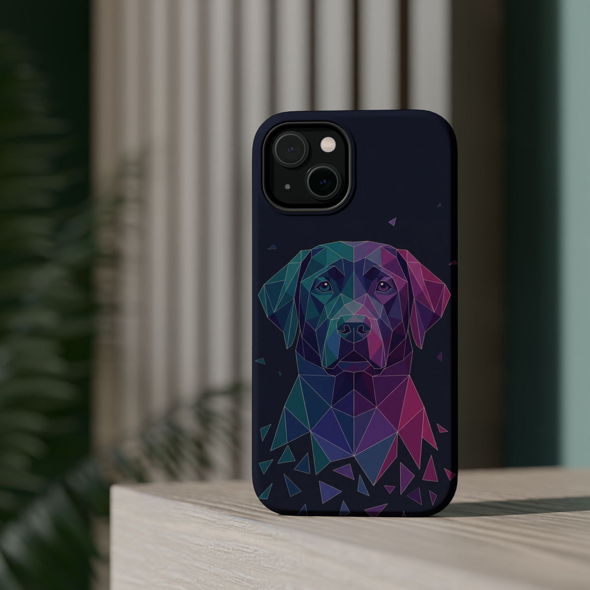 Geometric Labrador Phone Case — Tough Magnetic Case with Wireless Charging