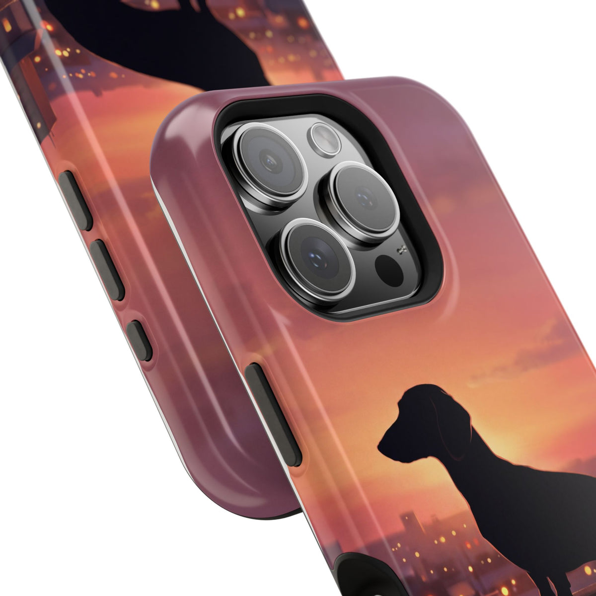 Personalized Dachshund Rooftop Sunset Phone Case — Wireless Charging Cover