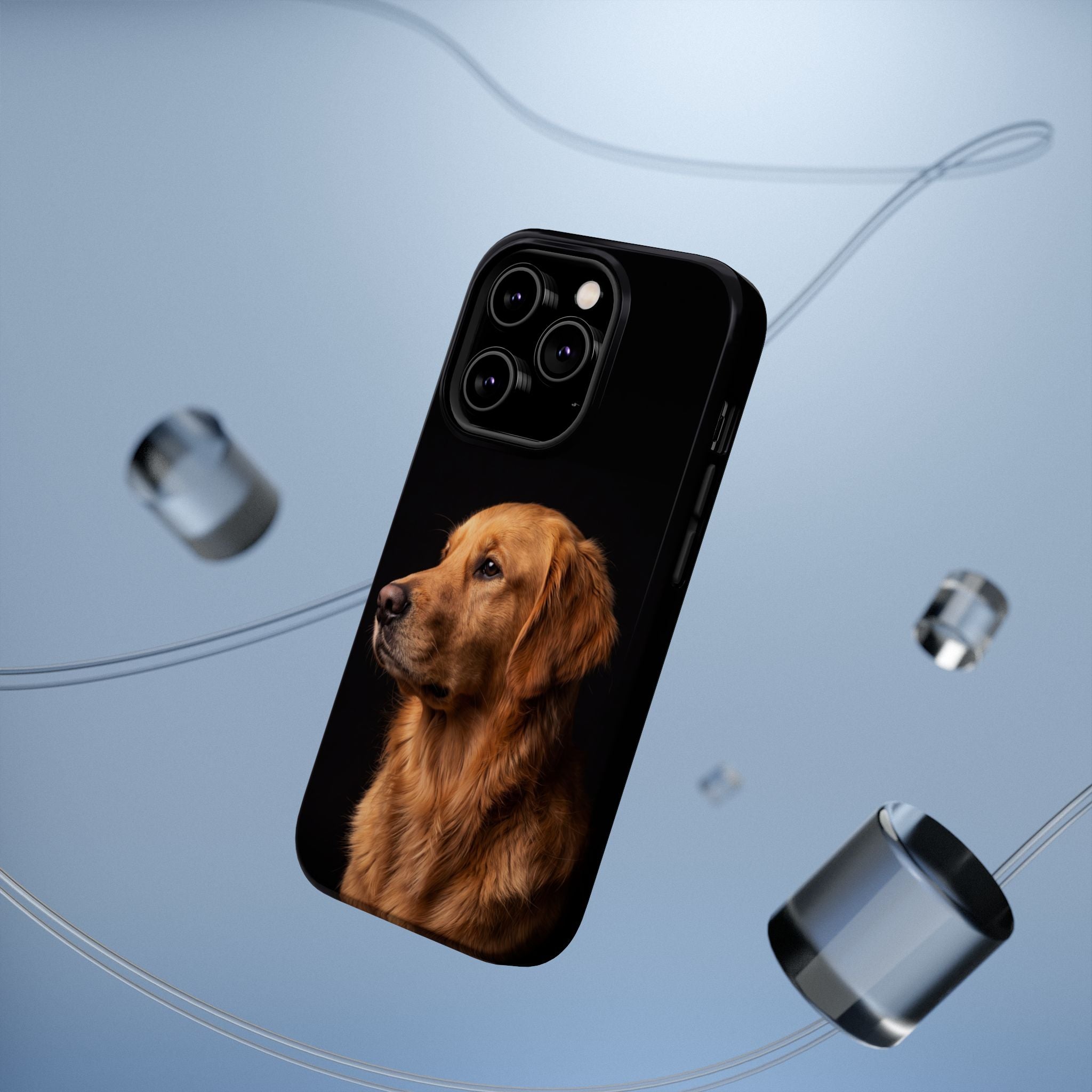 Golden Retriever Portrait Phone Case — Impact-Resistant Wireless Charging Cover
