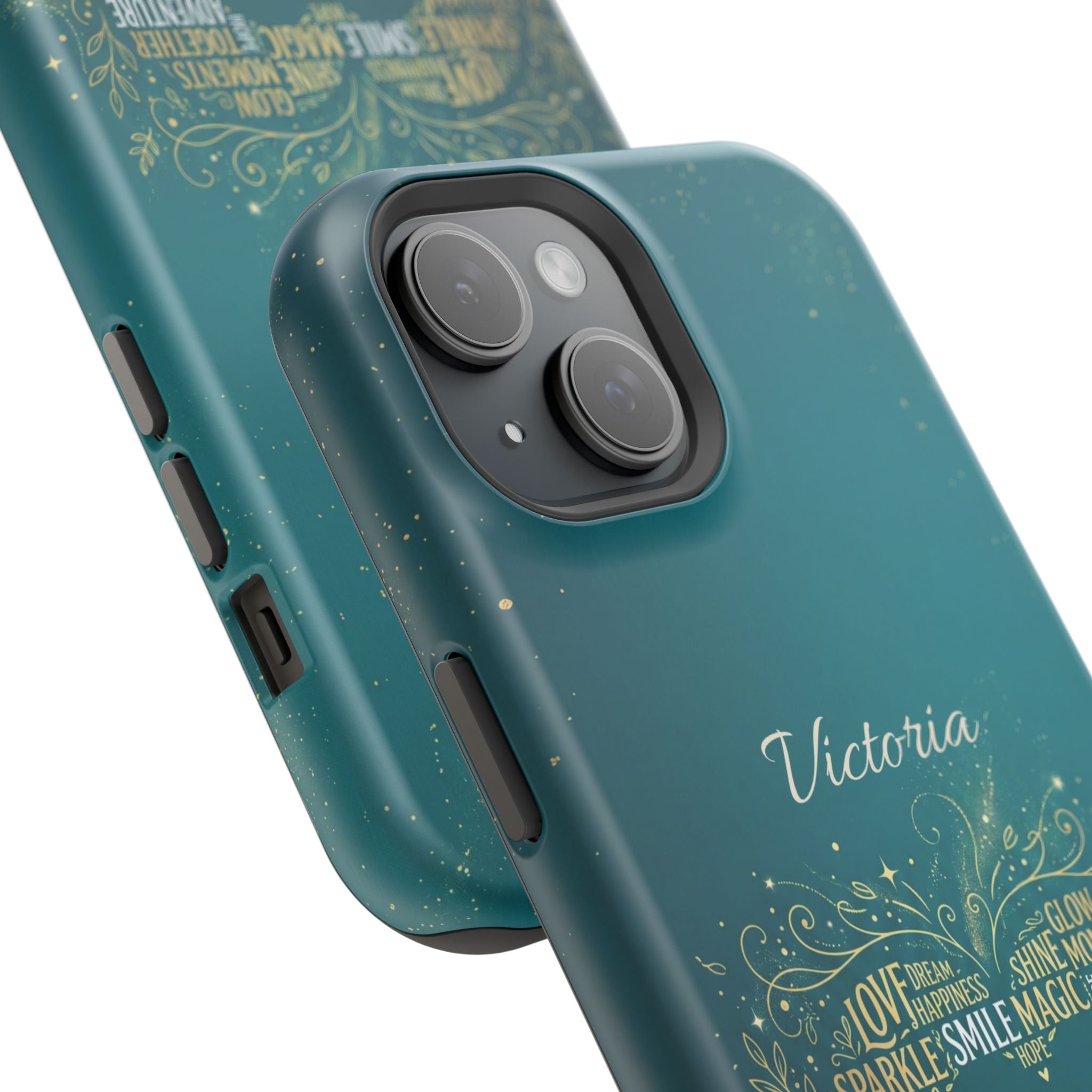 Personalized Teacher Heart Word Art Phone Case — Impact-Resistant Wireless Charging Cover