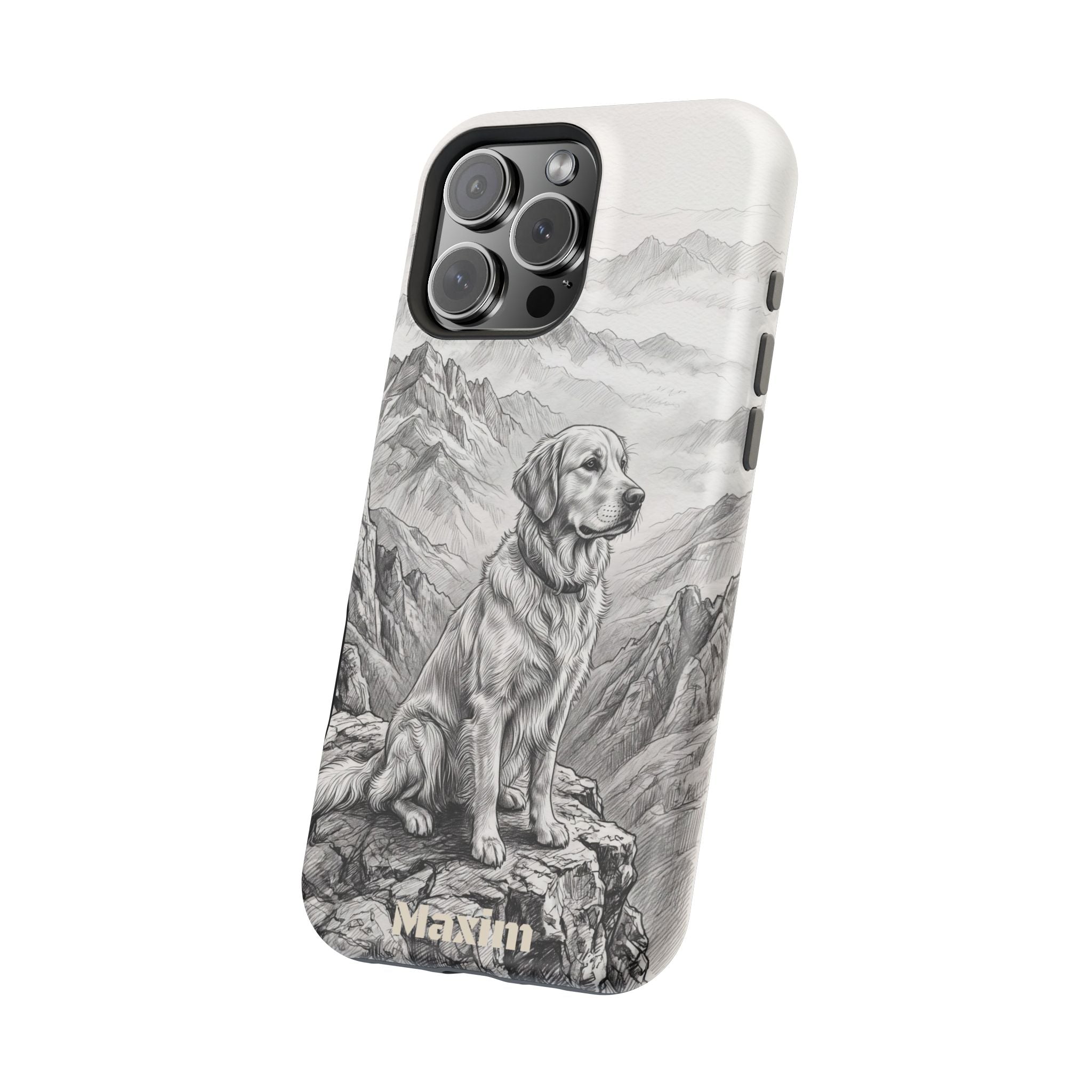 Personalized Golden Retriever Mountain Peak Phone Case — Wireless Charging Cover