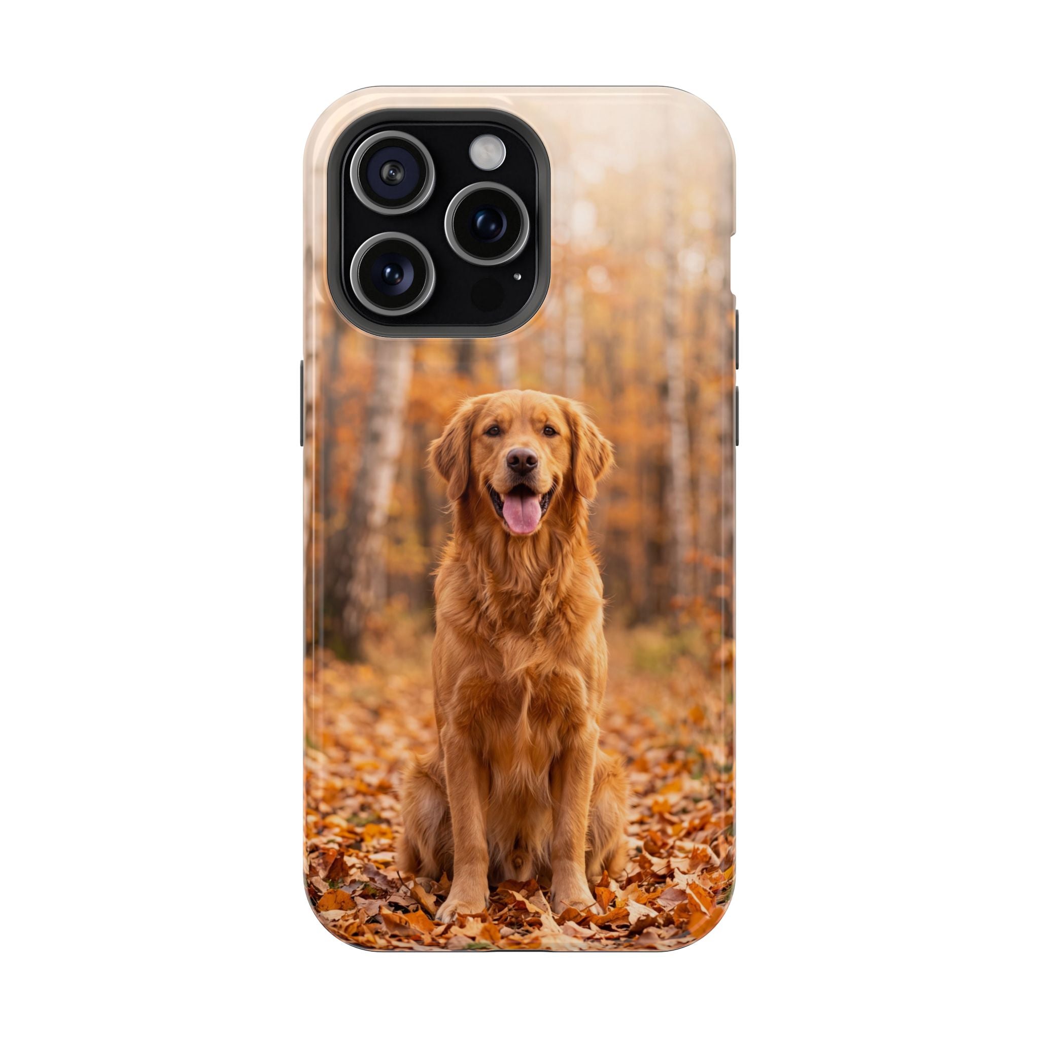 Autumn Golden Retriever Phone Case — Impact-Resistant Wireless Charging Cover