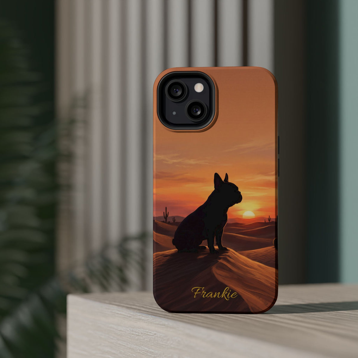Personalized French Bulldog Desert Sunset Phone Case — Wireless Charging Cover