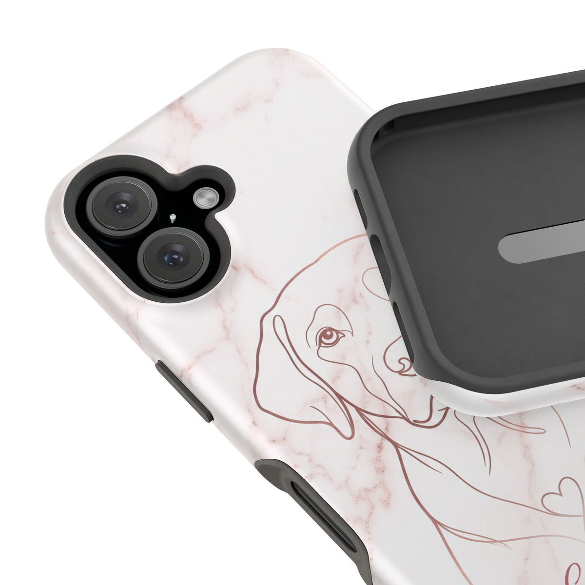 Personalized Rose Gold Marble Labrador Phone Case — Tough Magnetic Case with Wireless Charging