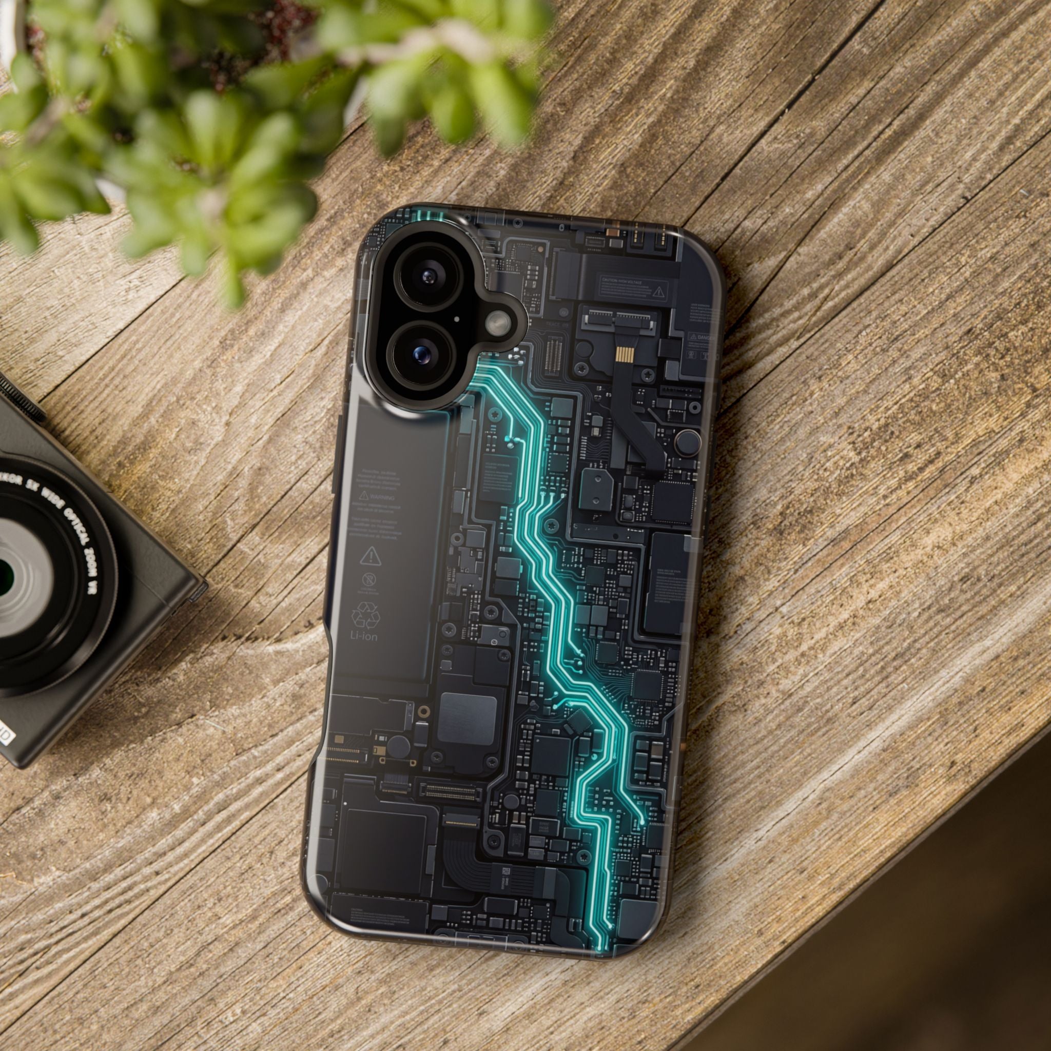 Cyan Bolt Electrician Phone Case — Electric Circuit Wireless Charging Cover