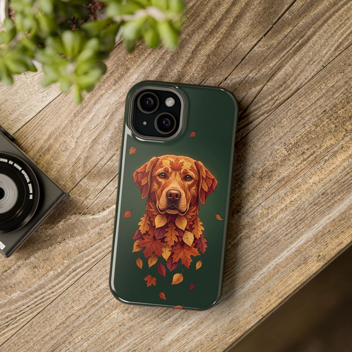 Autumn Leaves Labrador Phone Case — Tough Magnetic Case with Wireless Charging