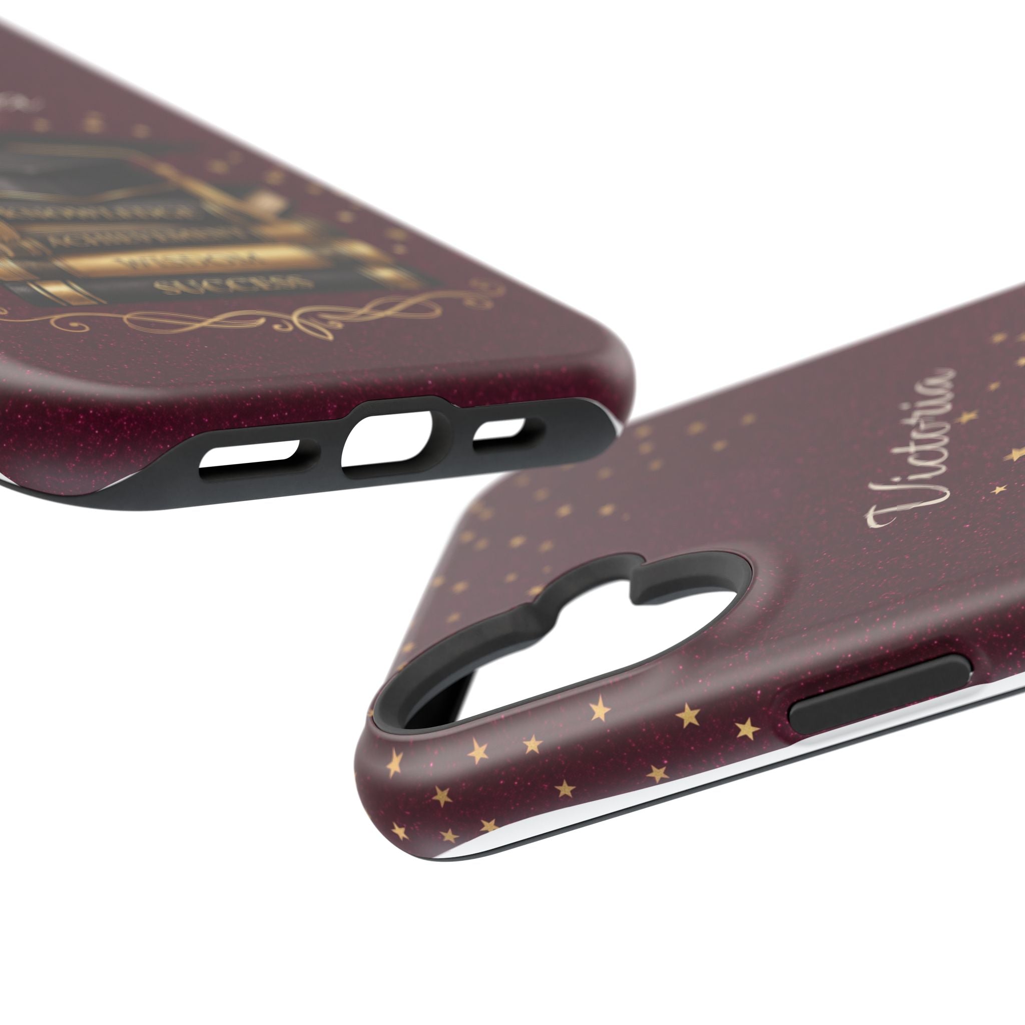 Graduation Cap & Books Personalized Teacher Phone Case — Wireless Charging Cover