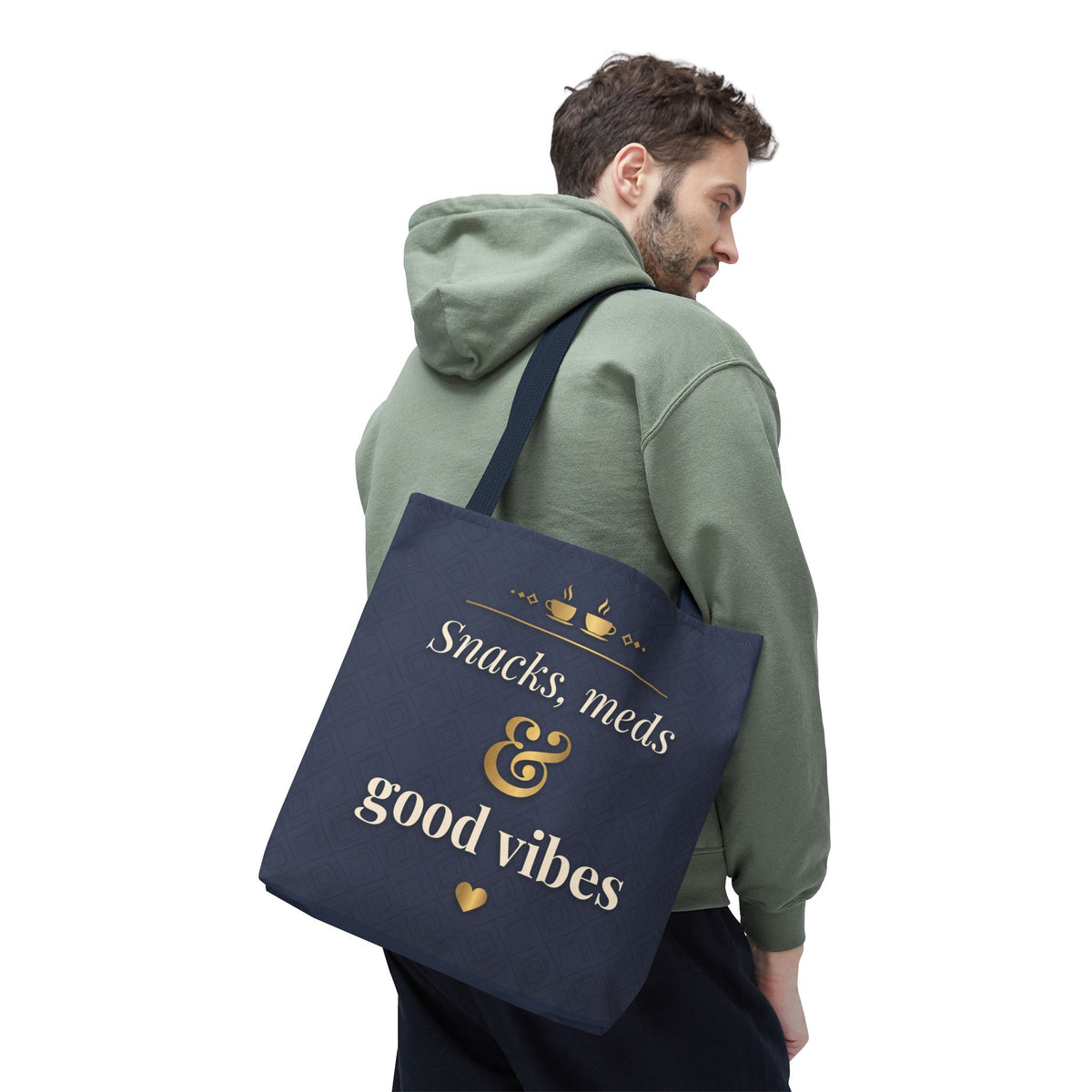 Snacks Meds & Good Vibes Tote | Funny Nurse Gift Tote Bag | Healthcare Worker Humour Gift | Premium Polyester Carry-All